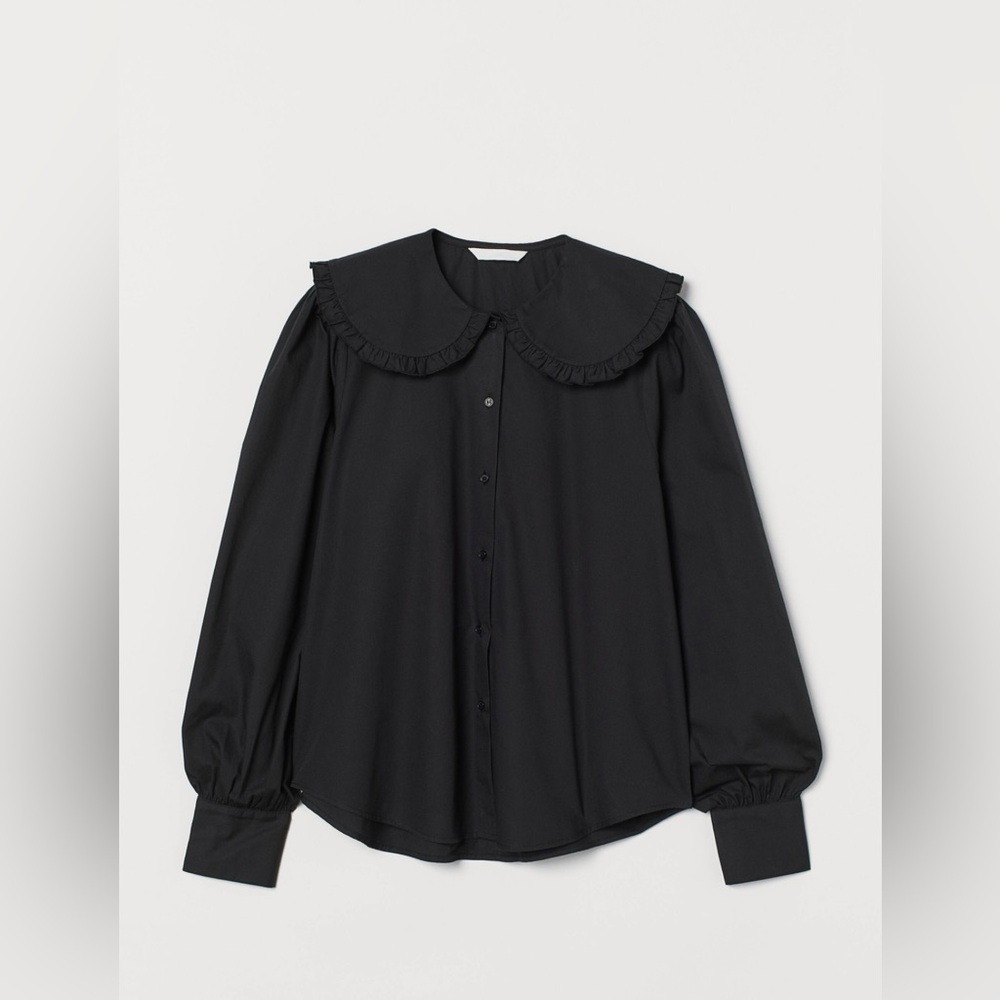 H&M Black Collared Blouse Size XS